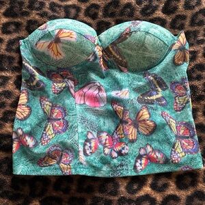 Butterfly Print Mesh Top